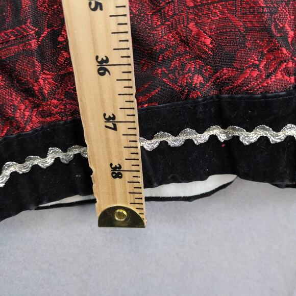 Vtg Joli Made Japan Silk Brocade Jacket Robe L Red Black Kimono Mandarin Collar - Picture 5 of 10
